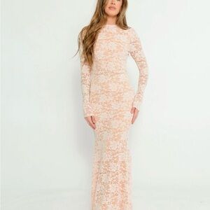 Seraphine Lace Maxi Dress in Pale Pink - Bump Friendly